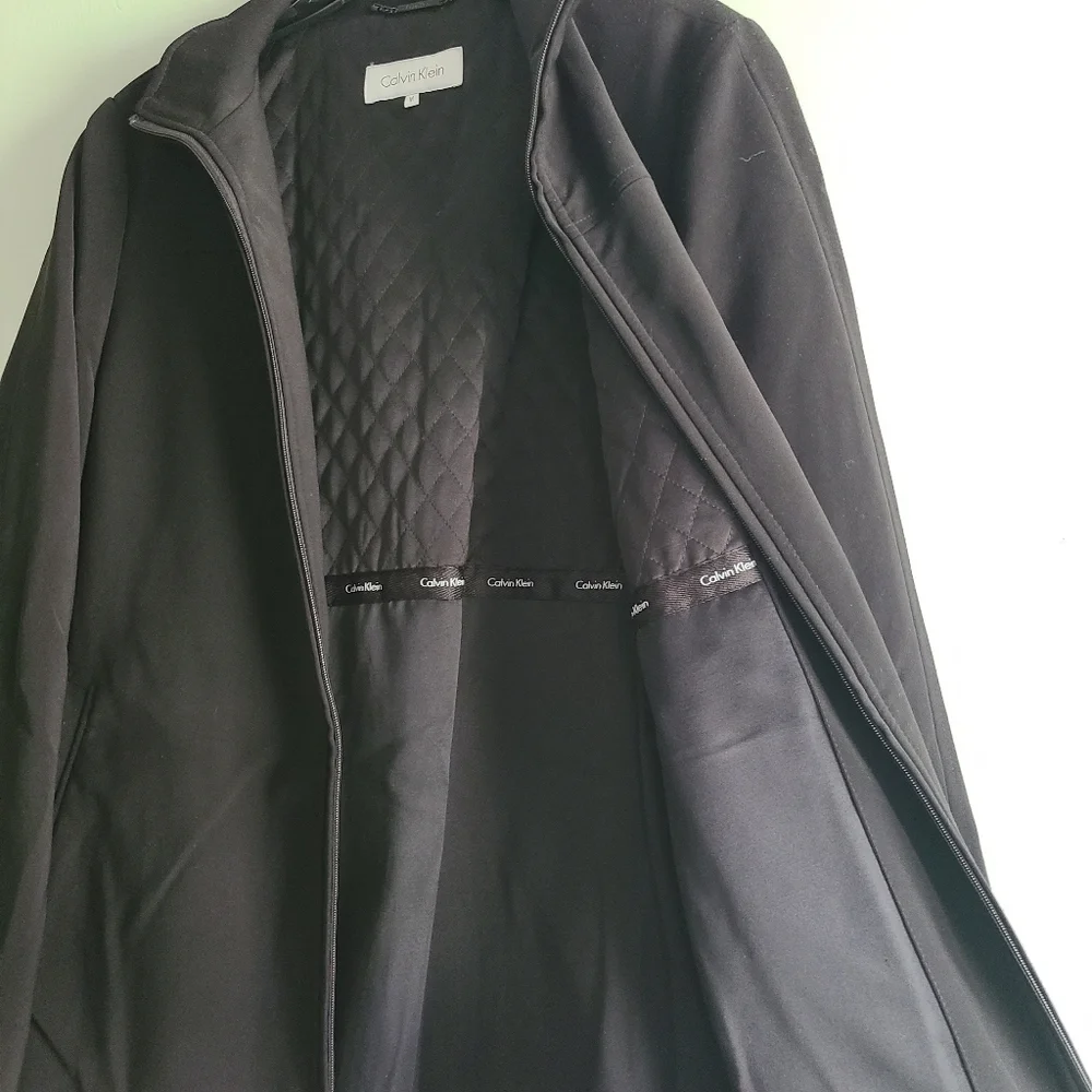 Calvin Klein Jacket Women Medium Black Coat Outdoor Casual Zip Up Polyester.Exc